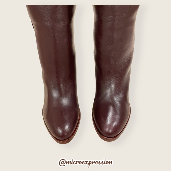 $399 Frye June Slouch Knee High Brown Leather Heeled Pull On Tall Winter Boots - Picture 9 of 16
